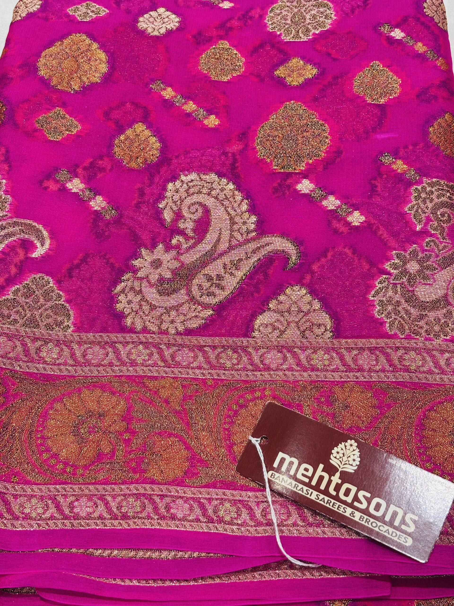 Banarasi Pure Silk Chiffon Saree - Image 3