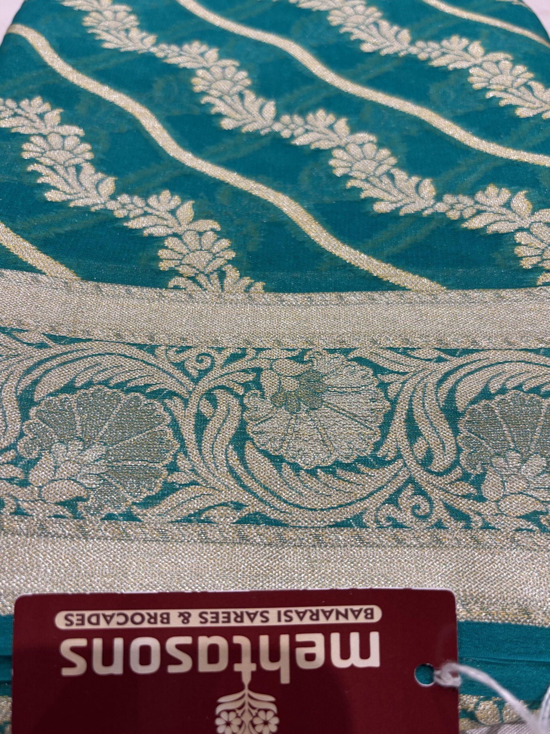 Banarasi Silk Chiffon Saree- Bottle Green