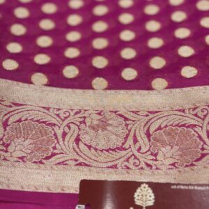 Pure Silk Chiffon Saree- Dark Pink