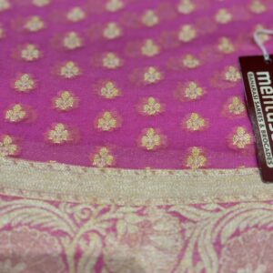 Pure Silk Chiffon Banarasi Saree - Light Pink