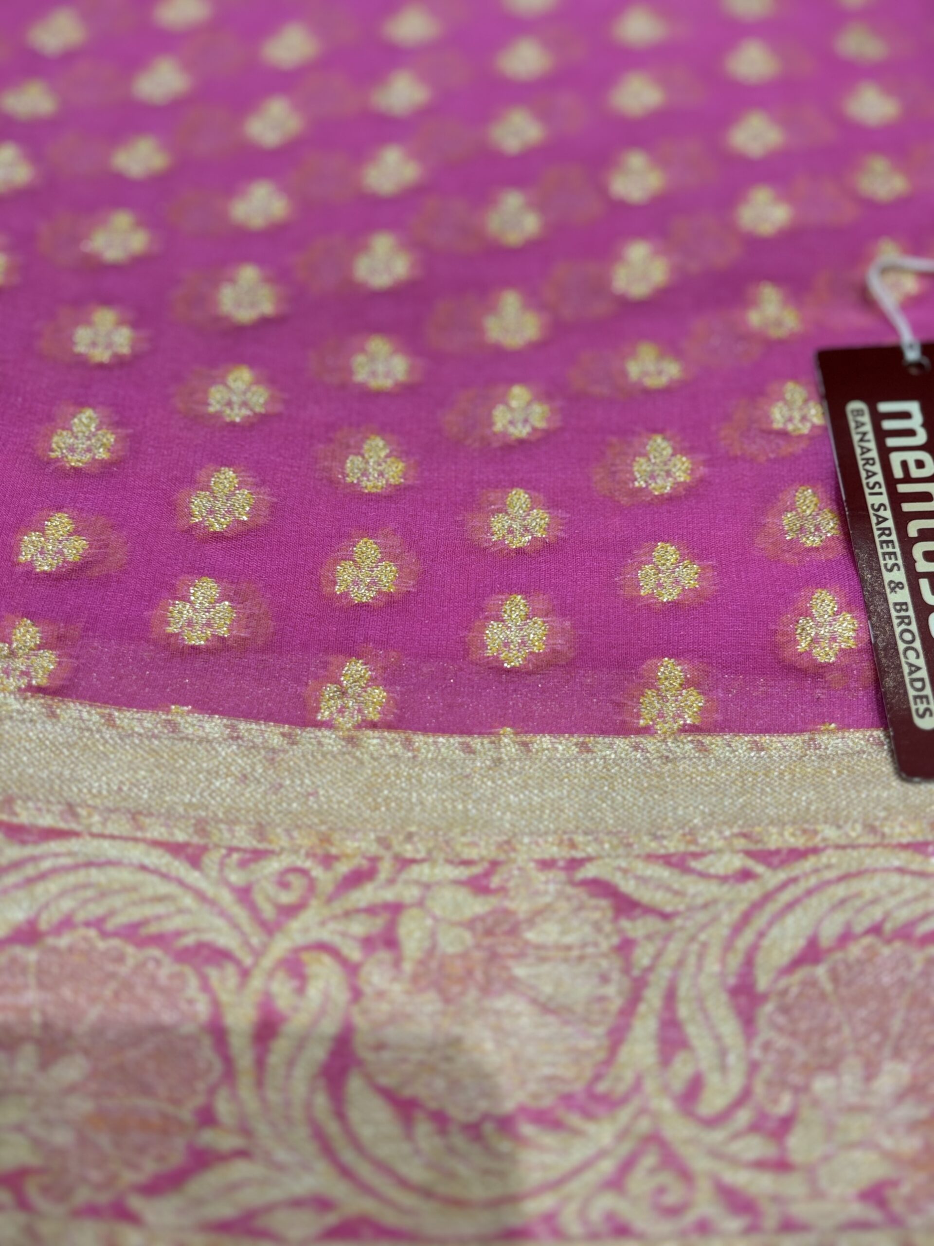 Pure Silk Chiffon Banarasi Saree - Light Pink