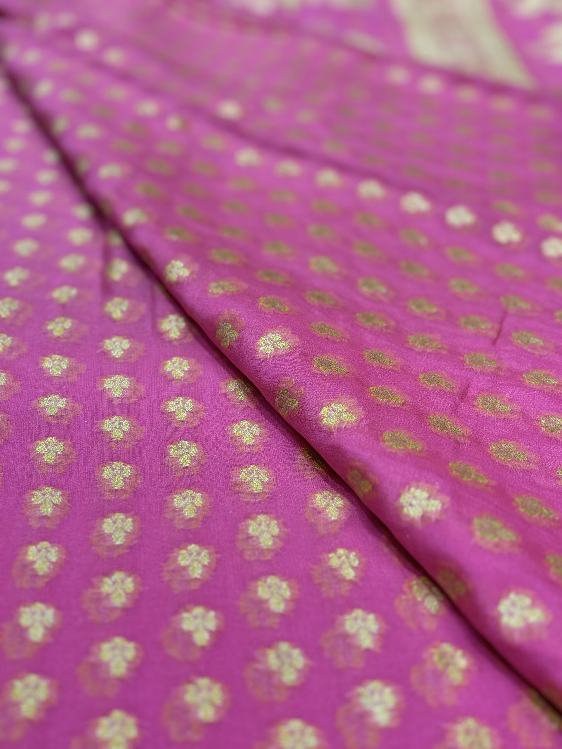 Pure Silk Chiffon Banarasi Saree - Light Pink - Image 3