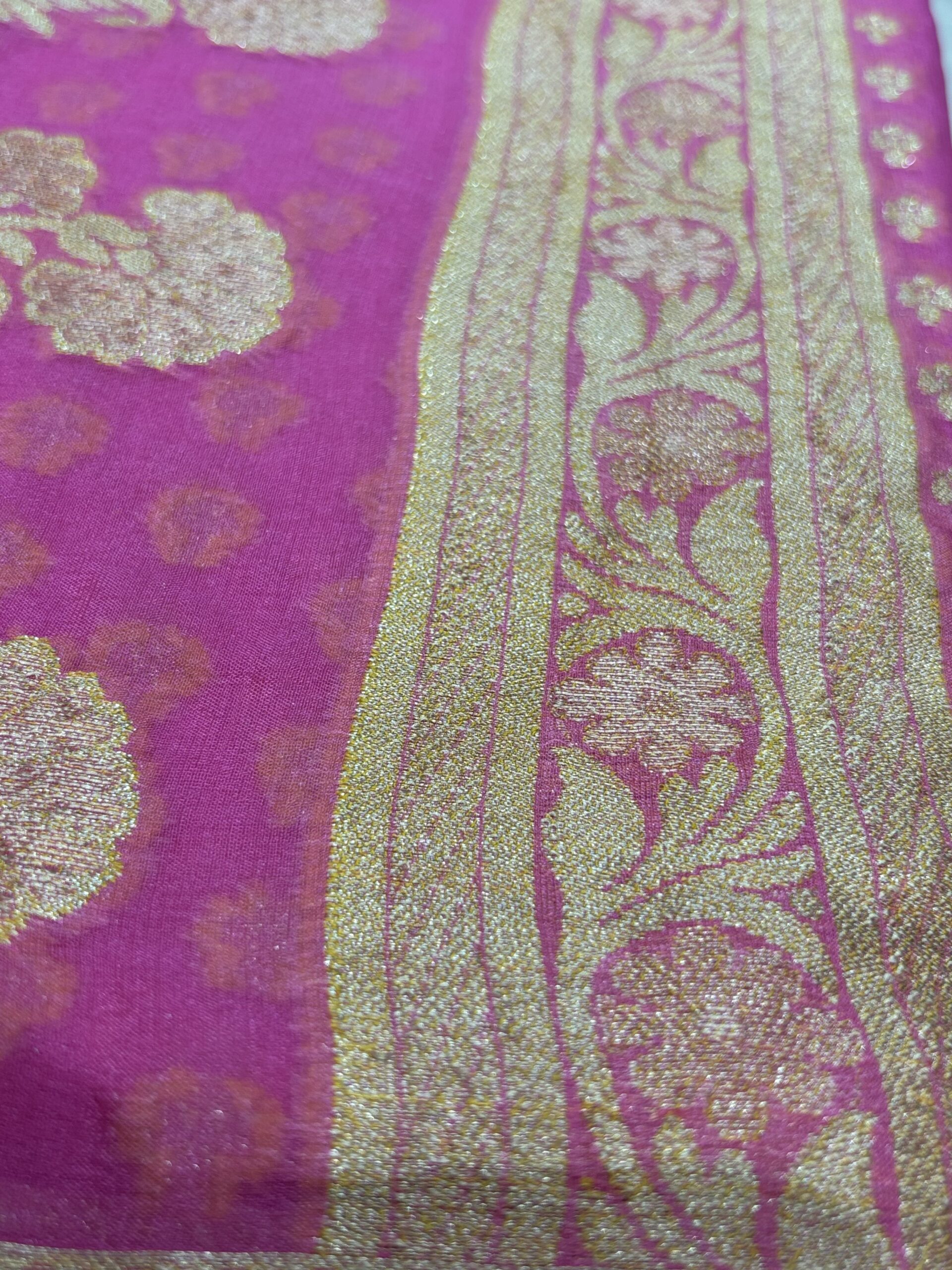 Pure Silk Chiffon Banarasi Saree - Light Pink - Image 4