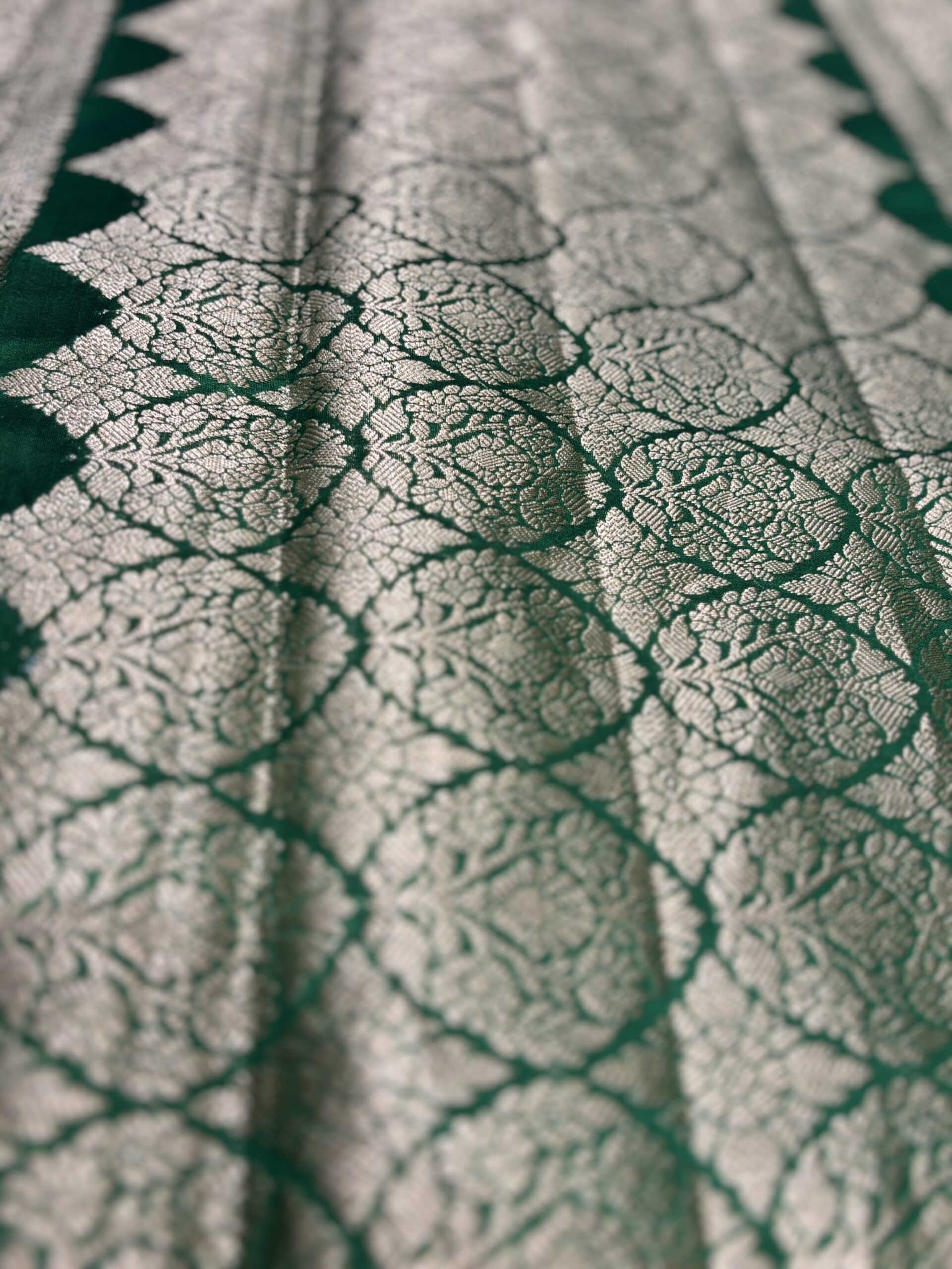 Pure Spun Silk Saree - Green - Image 6
