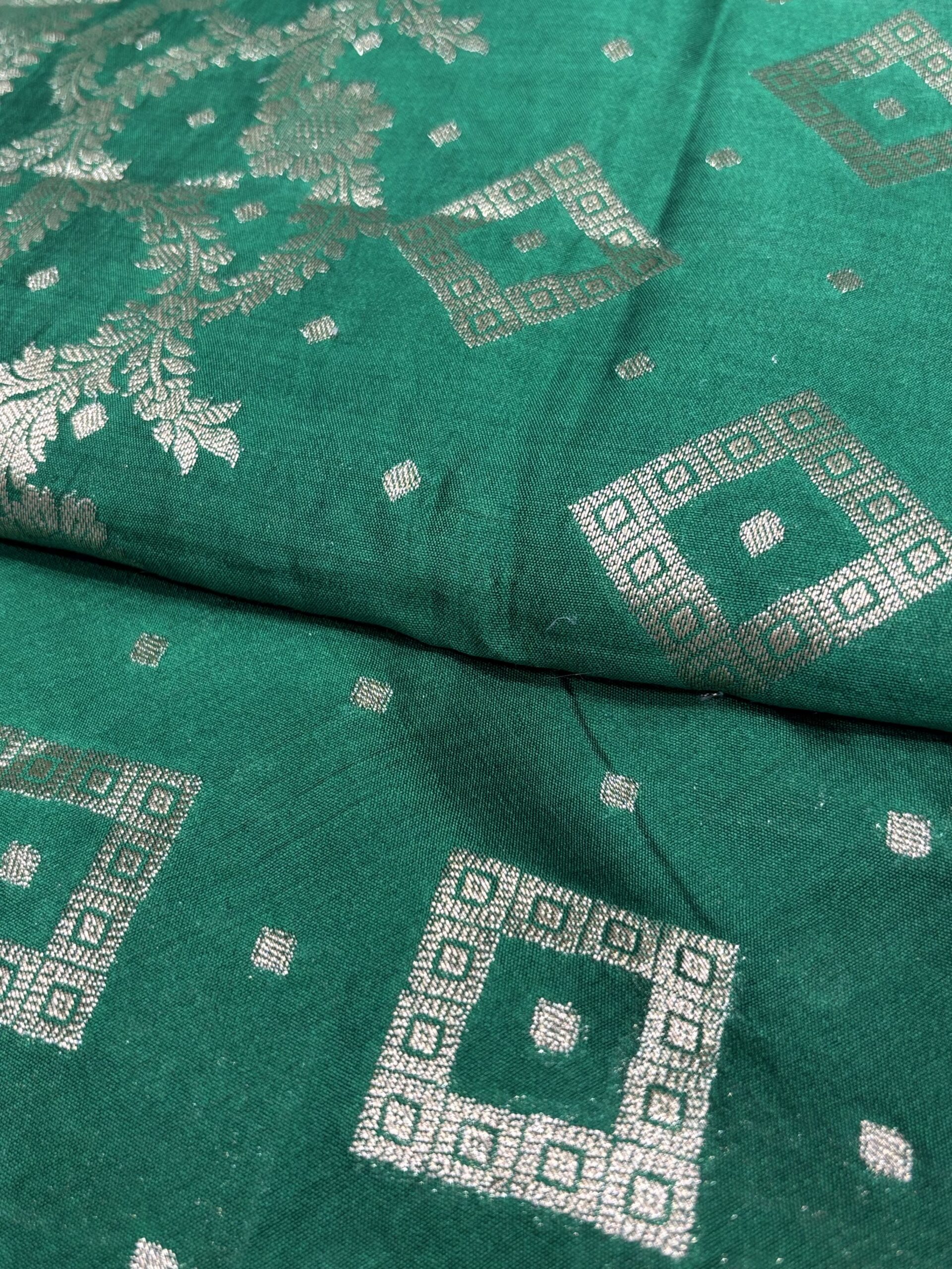 Pure Spun Silk Saree - Green - Image 4