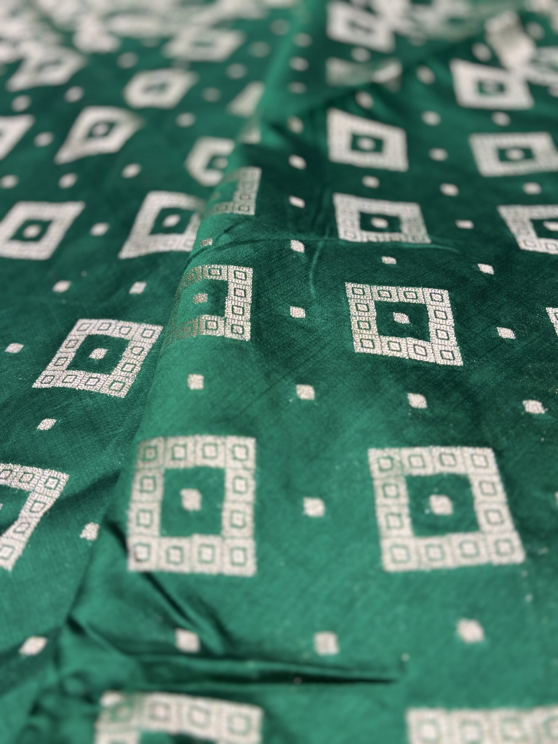 Pure Spun Silk Saree - Green - Image 2