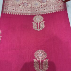 Pure Spun Silk Banarasi Saree - Dark Pink