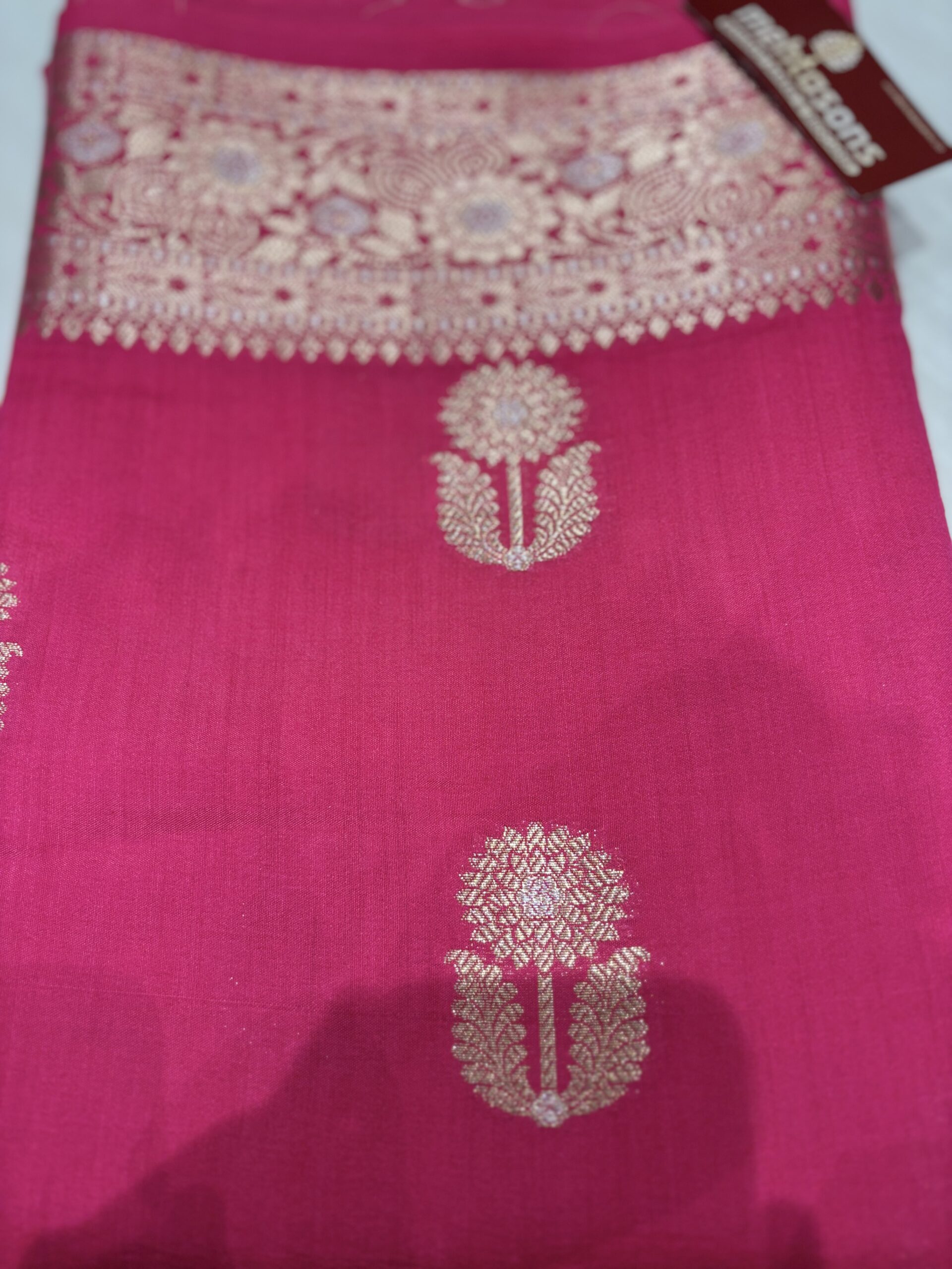 Pure Spun Silk Banarasi Saree - Dark Pink