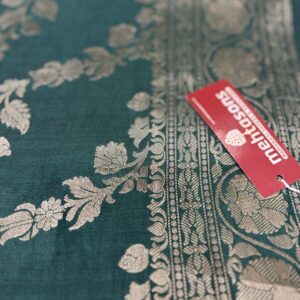 Pure Spun Silk Saree - Bottle Green