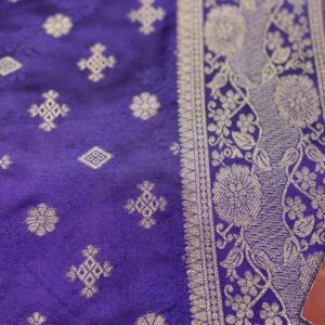 Luxury Mashru Silk Saree - Dark Blue