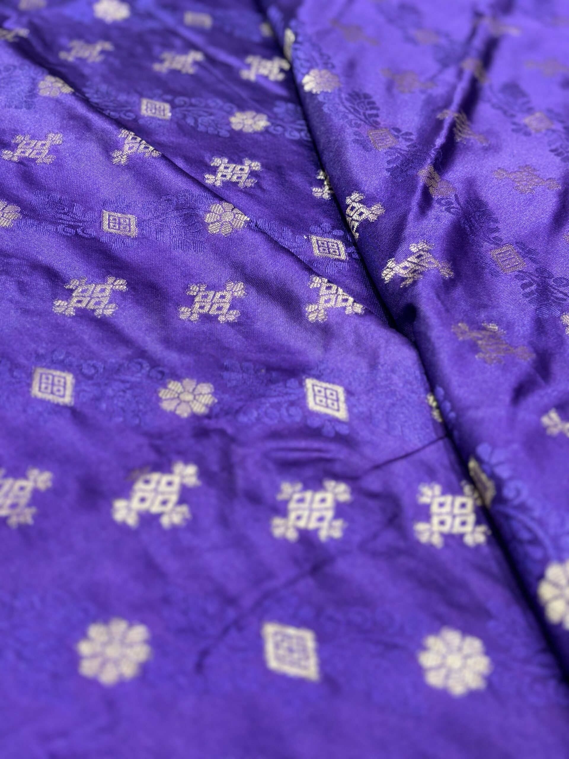 Luxury Mashru Silk Saree - Dark Blue - Image 3