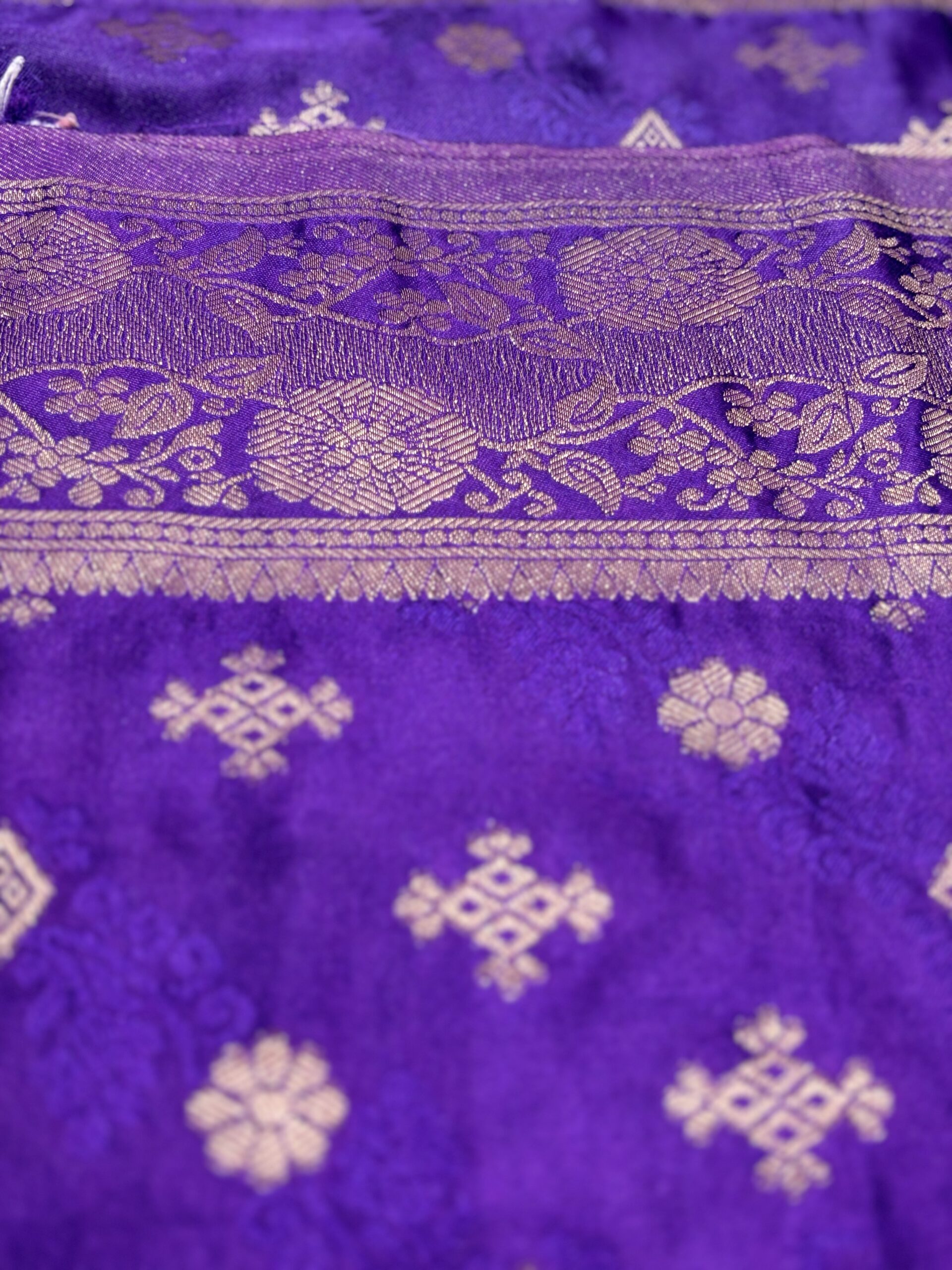 Luxury Mashru Silk Saree - Dark Blue - Image 5