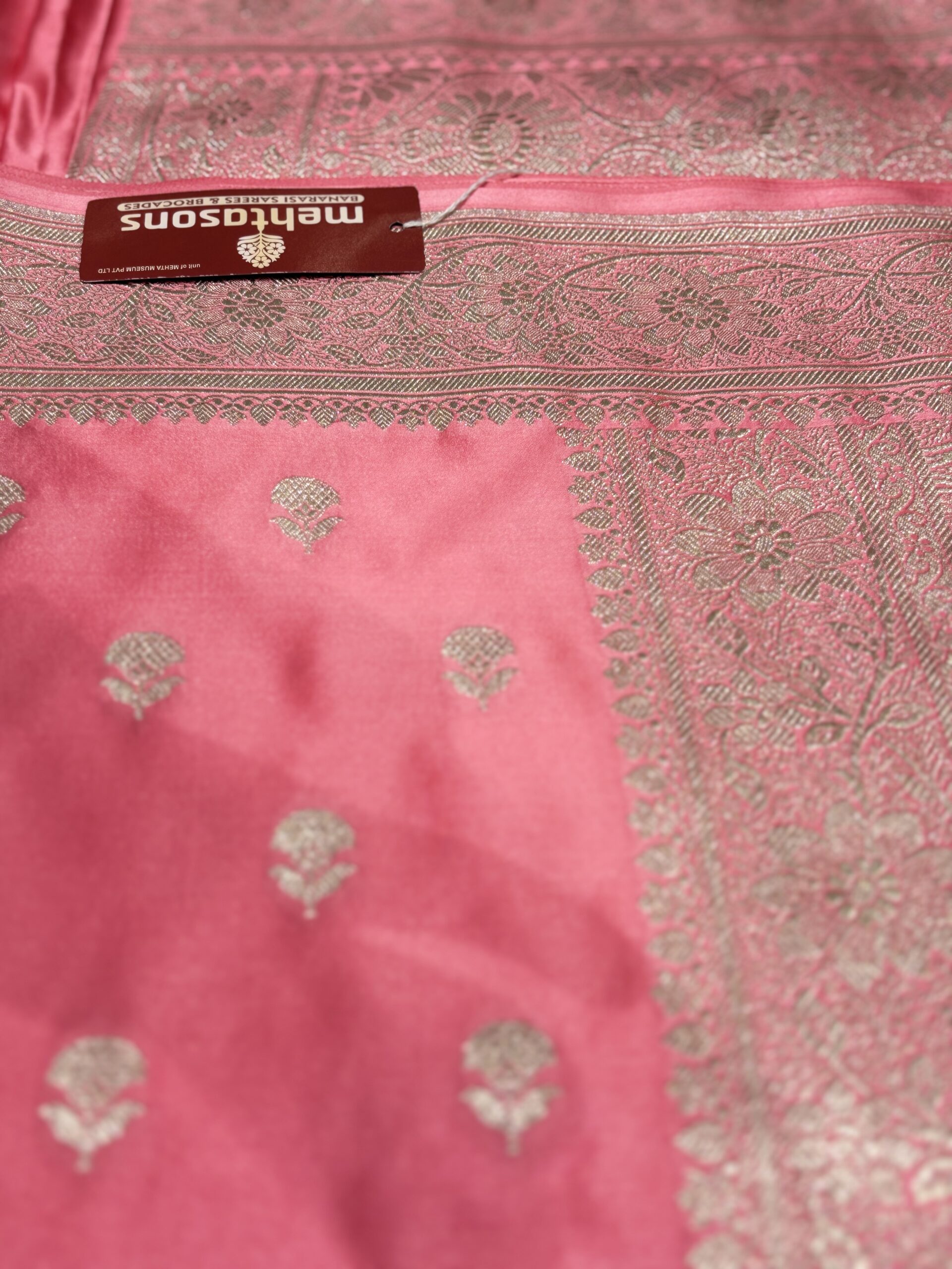 Mashru Silk Saree - Light Pink - Image 5